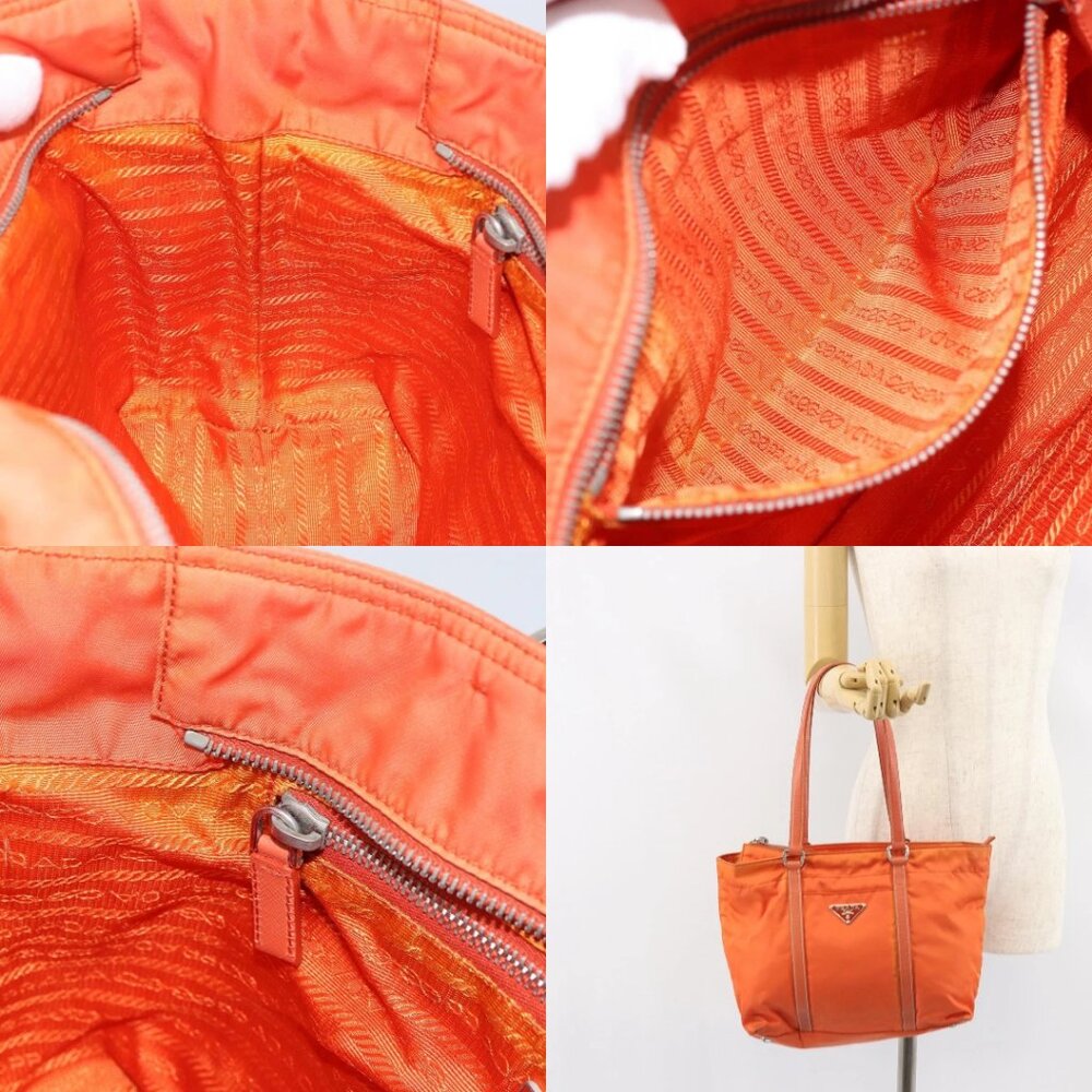 PRADA Tote Bag Nylon Leather Orange Silver Auth gh1423 - Picture 15 of 15